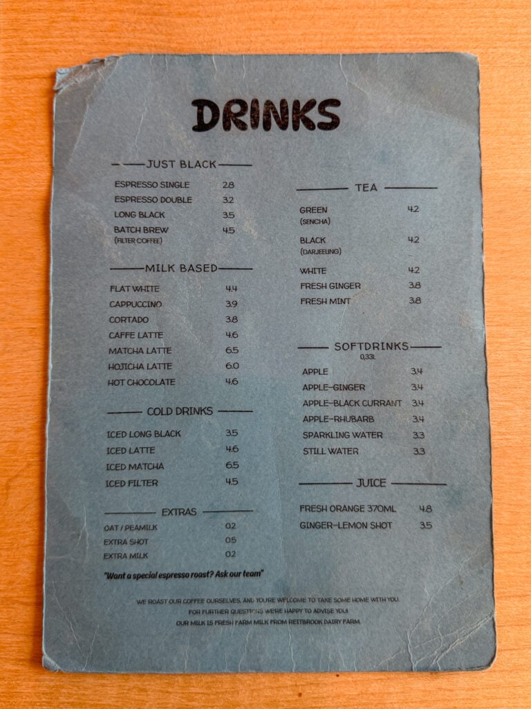 德國漢堡 Marshall Street Coffee 飲品菜單